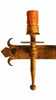 Antique Arts and Crafts Wall Light Gothic rev 6 Lamp Torchere Sconce Gilded Wrought Iron