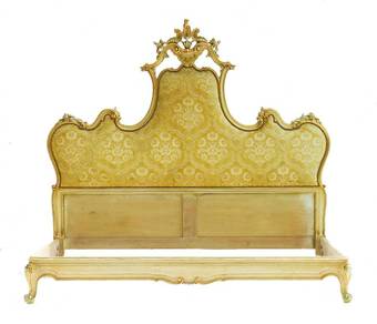 Antique Italian Bed to Recover or Headboard Louis Revival UK Super King Carved Venetian