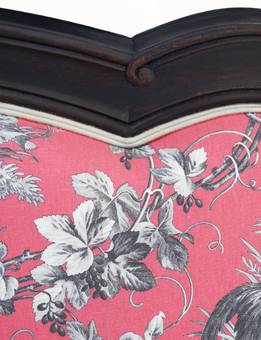 Antique Antique French Bed Upholstered Toile de Jouy US Queen UK KingSize c1890