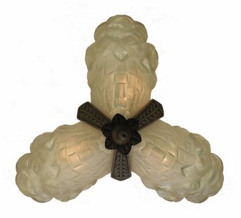 Antique Art Deco Chandelier Signed by Degue French Glass Pendant Light circa 1930