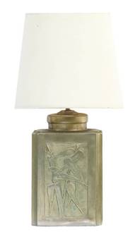 Antique Arts and Crafts Lamp Base Artisan Embossed Pewter Bamboo Chinoiserie Panels 