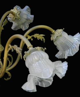 Antique Belle poque Chandelier Gilt Bronze Glass French Louis XV Revival circa 1900