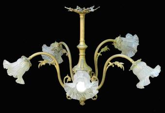 Antique Belle poque Chandelier Gilt Bronze Glass French Louis XV Revival circa 1900