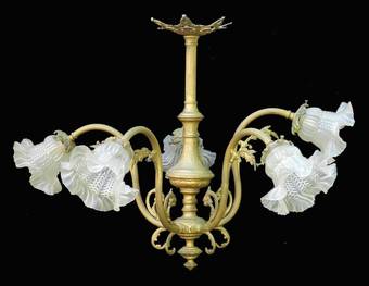 Antique Belle poque Chandelier Gilt Bronze Glass French Louis XV Revival circa 1900