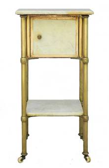 Antique Brass and Marble Side Cabinet Mid Century
