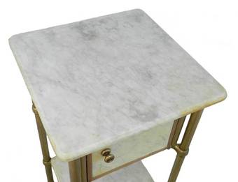 Antique Brass and Marble Side Cabinet Mid Century