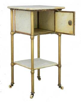 Antique Brass and Marble Side Cabinet Mid Century