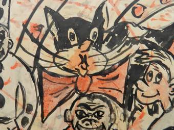 Antique Carnival Sketch by Bruno Locci Italian 20th Century Painter 19372010