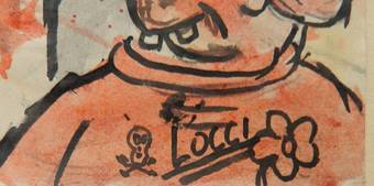 Antique Carnival Sketch by Bruno Locci Italian 20th Century Painter 19372010