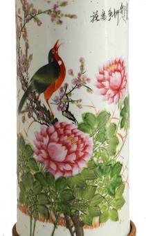Antique Chinoiserie Table Lamp Hand Painted Chinese Porcelain c19201930