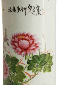 Antique Chinoiserie Table Lamp Hand Painted Chinese Porcelain c19201930