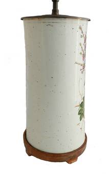 Antique Chinoiserie Table Lamp Hand Painted Chinese Porcelain c19201930