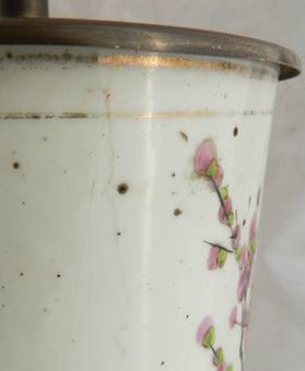 Antique Chinoiserie Table Lamp Hand Painted Chinese Porcelain c19201930