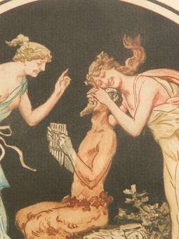 Antique Engraving Pan Nymphs Allegorical Decorative French Print after Jean Guillaume Moitte