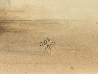 Antique Flowers In A Bowl Watercolour English Signed Artists Initials 1905