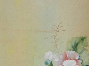 Antique Flowers In A Bowl Watercolour English Signed Artists Initials 1905