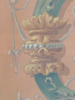 Antique French 19th Century Painting Catherine de Medicis Emblems Decorative Chimera 