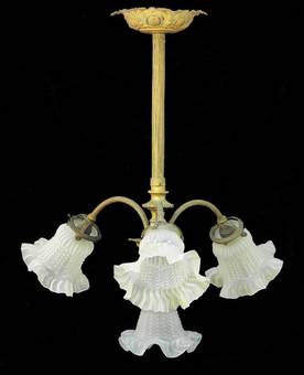 Antique French Chandelier Gilt Bronze Glass Belle Epoque circa 1900 
