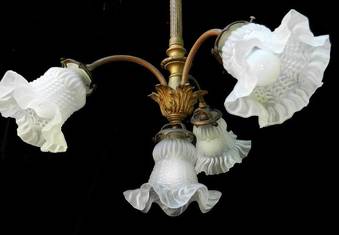 Antique French Chandelier Gilt Bronze Glass Belle Epoque circa 1900 