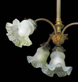 Antique French Chandelier Gilt Bronze Glass Belle Epoque circa 1900 