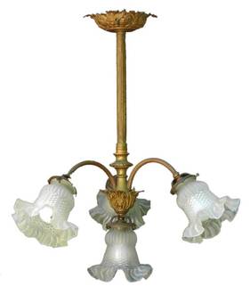 Antique French Chandelier Gilt Bronze Glass Belle Epoque circa 1900 