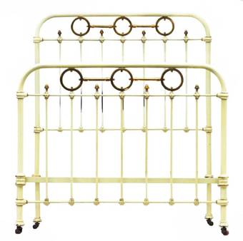 Antique French Iron and Brass single Bed c1890 