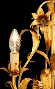 Antique Mid Century Chandelier Gold Tole c1950 French Toleware Cage Light 