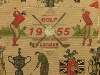 Antique Midcentury Golf US Open Wall Hanging Commemorative Tapestry New England League