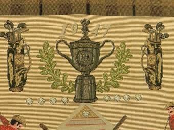 Antique Midcentury Golf US Open Wall Hanging Commemorative Tapestry New England League