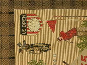 Antique Midcentury Golf US Open Wall Hanging Commemorative Tapestry New England League