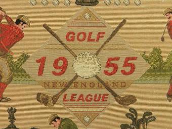 Antique Midcentury Golf US Open Wall Hanging Commemorative Tapestry New England League