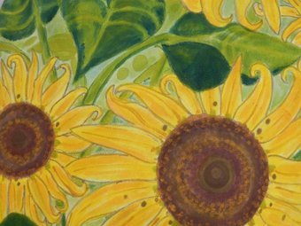 Antique One of a Kind Pillow HandPainted Sunflower Unique Throw Cushion Artist Signed