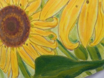 Antique One of a Kind Pillow HandPainted Sunflower Unique Throw Cushion Artist Signed