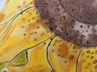 Antique One of a Kind Pillow HandPainted Sunflower Unique Throw Cushion Artist Signed
