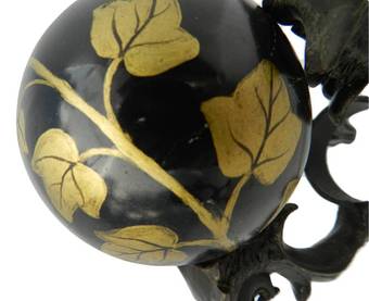 Antique Pair Antique Tripod Bronze Stands with Chimera and Balls painted Ivy