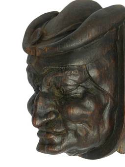 Antique Pair Hand Carved Wood Heads French Gargoyle Antique Sculpture Gothic revival