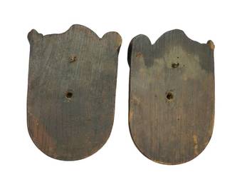 Antique Pair Hand Carved Wood Heads French Gargoyle Antique Sculpture Gothic revival