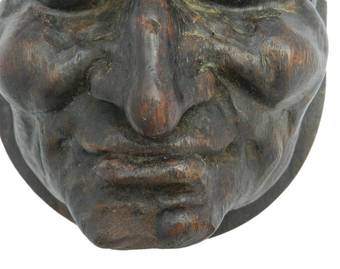 Antique Pair Hand Carved Wood Heads French Gargoyle Antique Sculpture Gothic revival