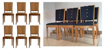 Antique Six Art Deco Dining Chairs Use or Recover and  or Customize