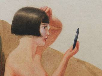 Antique Watercolour painting by Frank Jameson Art Deco Nude St Ives School Cornwall 