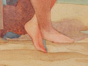 Antique Watercolour painting by Frank Jameson Art Deco Nude St Ives School Cornwall 