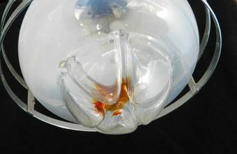 Antique Pair of Murano Mazzega Pendant Lights Midcentury Chrome Glass