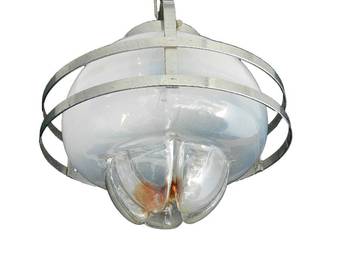 Antique Pair of Murano Mazzega Pendant Lights Midcentury Chrome Glass
