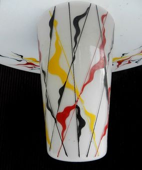 Antique 1950s Original French Glass Painted Chandelier Ceiling Light