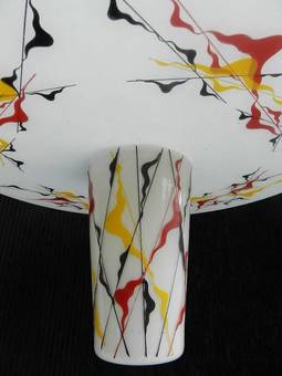 Antique 1950s Original French Glass Painted Chandelier Ceiling Light