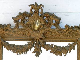 Antique C19 French Louis XV Floral Swag Mirror