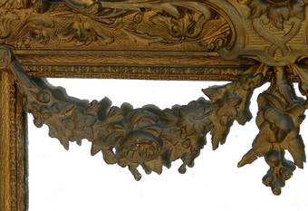 Antique C19 French Louis XV Floral Swag Mirror