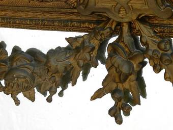 Antique C19 French Louis XV Floral Swag Mirror
