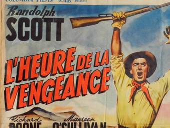 Antique c1957 Western Original Film Poster Randolph Scott Belgian version of The Tall T