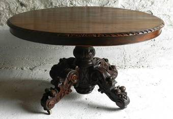 Antique FRENCH EXTENDING DINING TABLE c1860 CARVED OAK